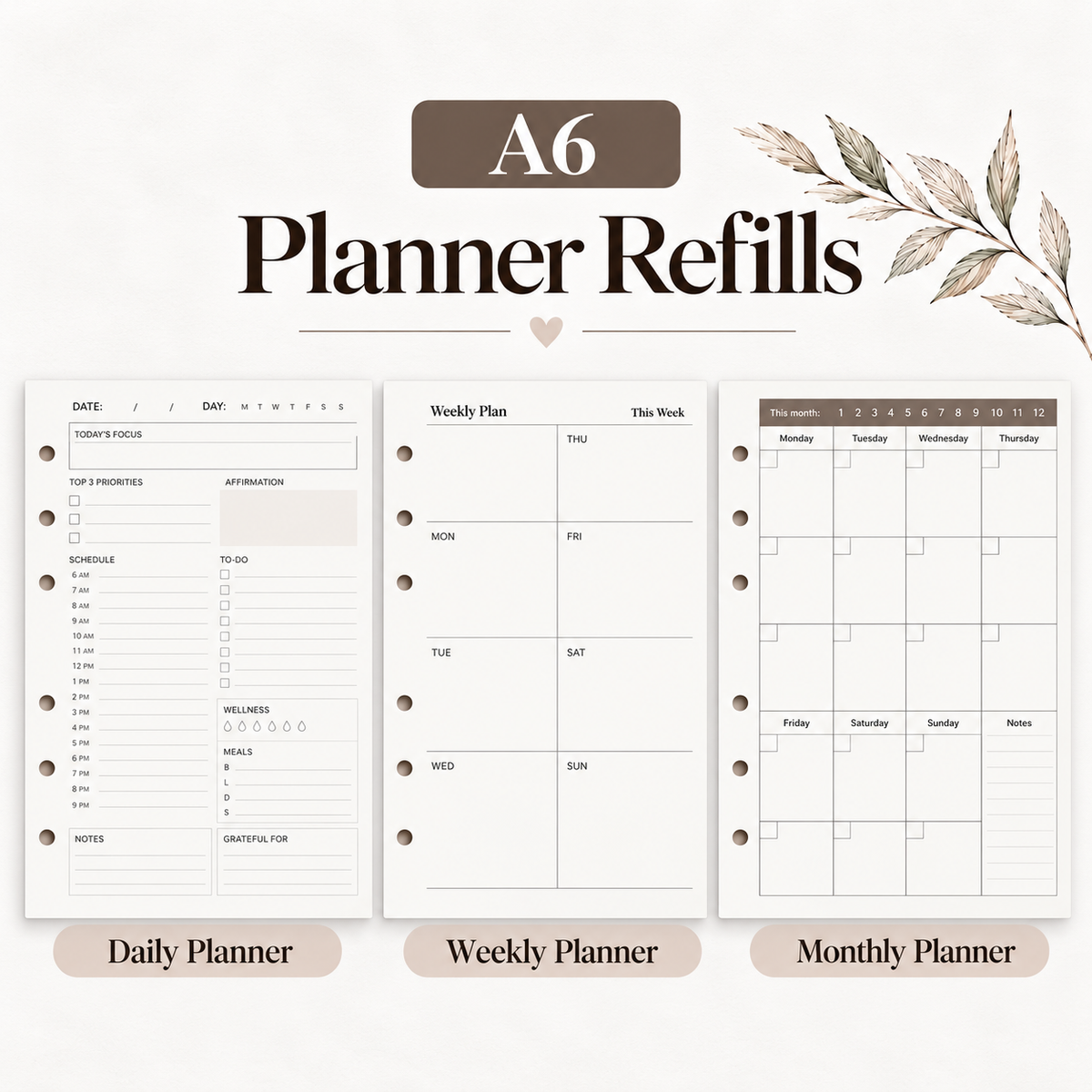 A6 Planner Refills