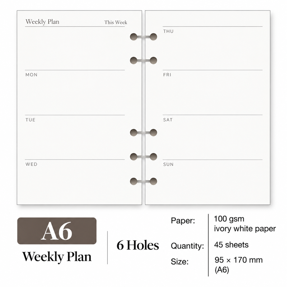 A6 Planner Refills